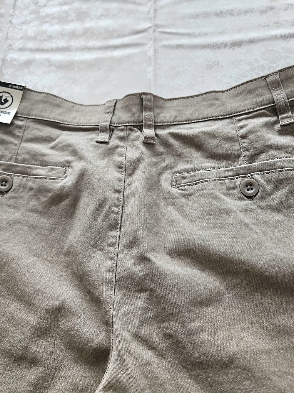 Burnside Men's Chino Shorts Size 32 NWT Khaki Tan 8" Inseam Elastic Waist - Picture 3 of 13